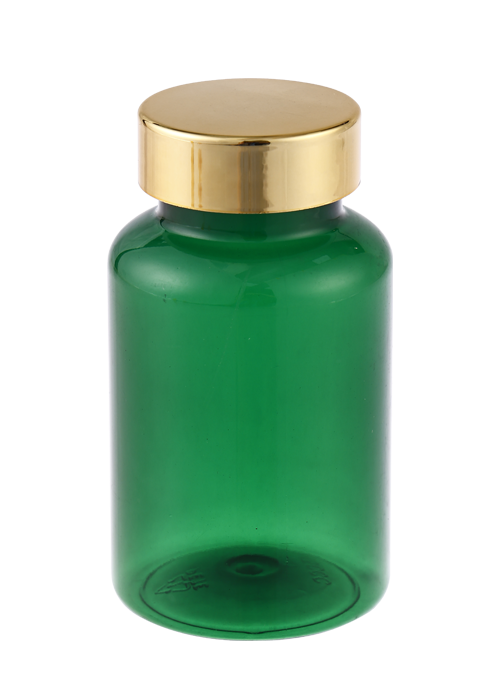 120g Color Transparent PET Capsule Health Supplement Bottle with Electroplated Metal Cap